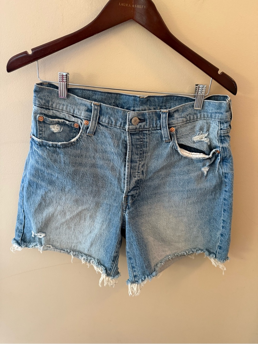 Gap Denim Shorts Raw Hem Mid Rise 5 Inch Inseam Size 12 31